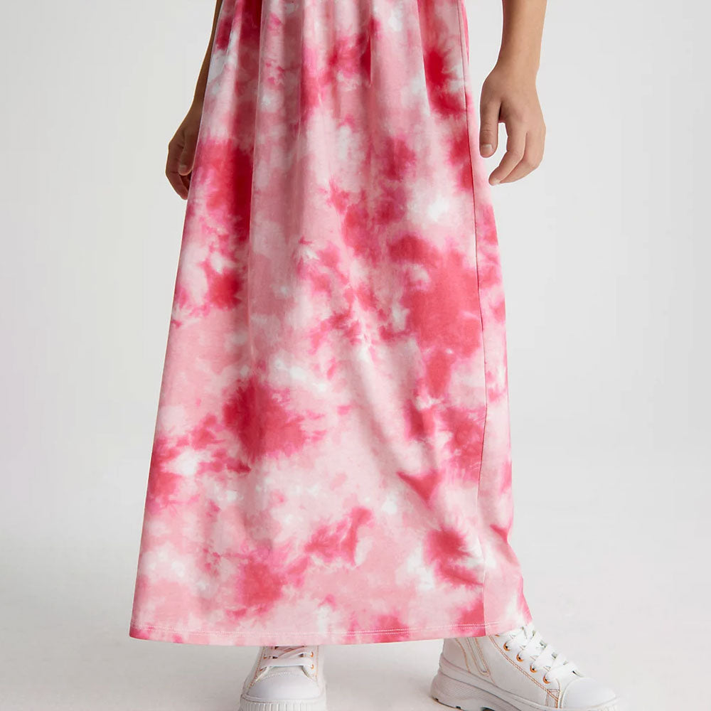 Kids Tie Dye Strap Maxi Dress - Print