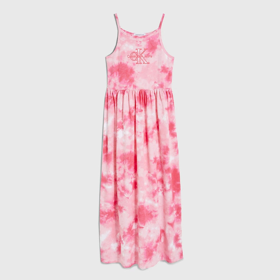 Kids Tie Dye Strap Maxi Dress - Print