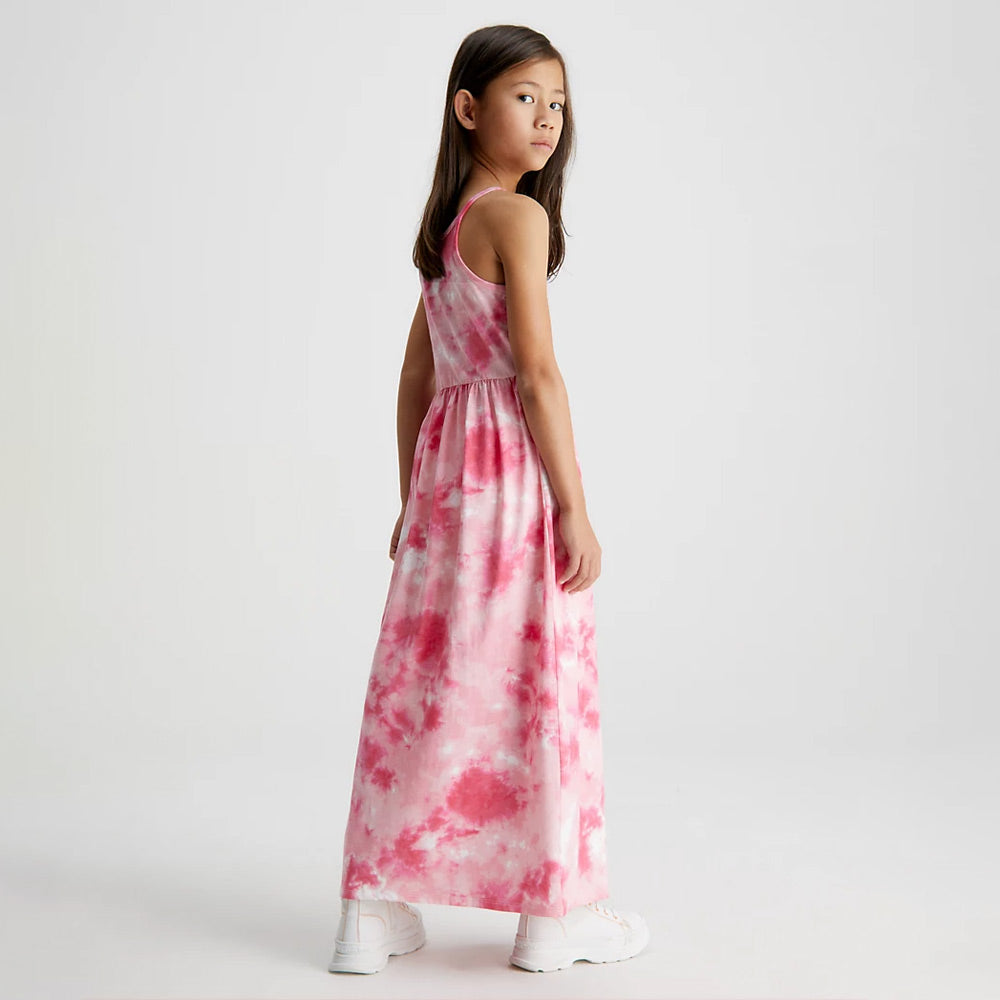 Kids Tie Dye Strap Maxi Dress - Print