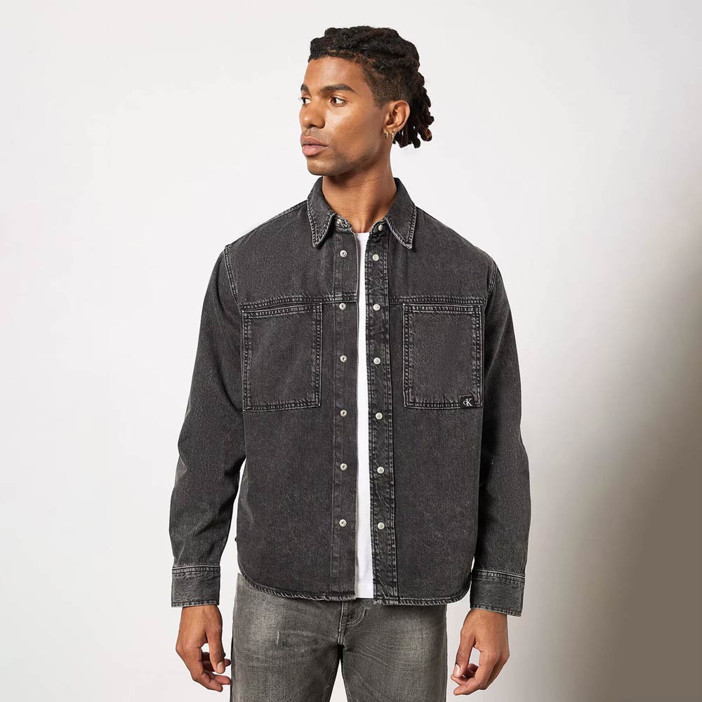 Linear Denim Shirt- Denim Grey