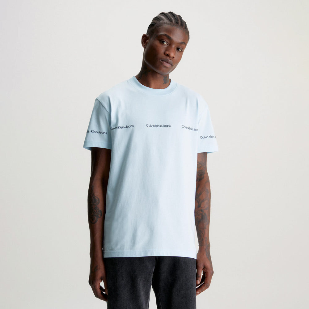 Logo Repeat T- Shirt - Light Blue