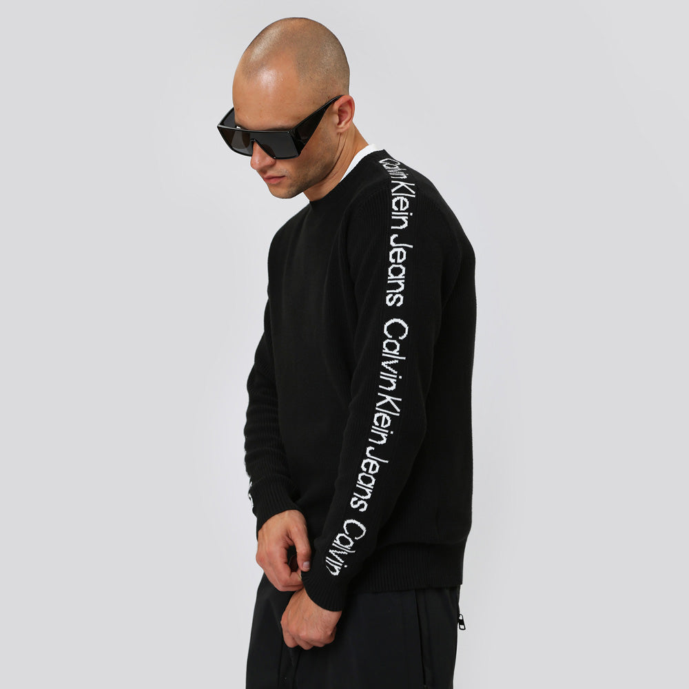 Logo Tape Sweater - Black