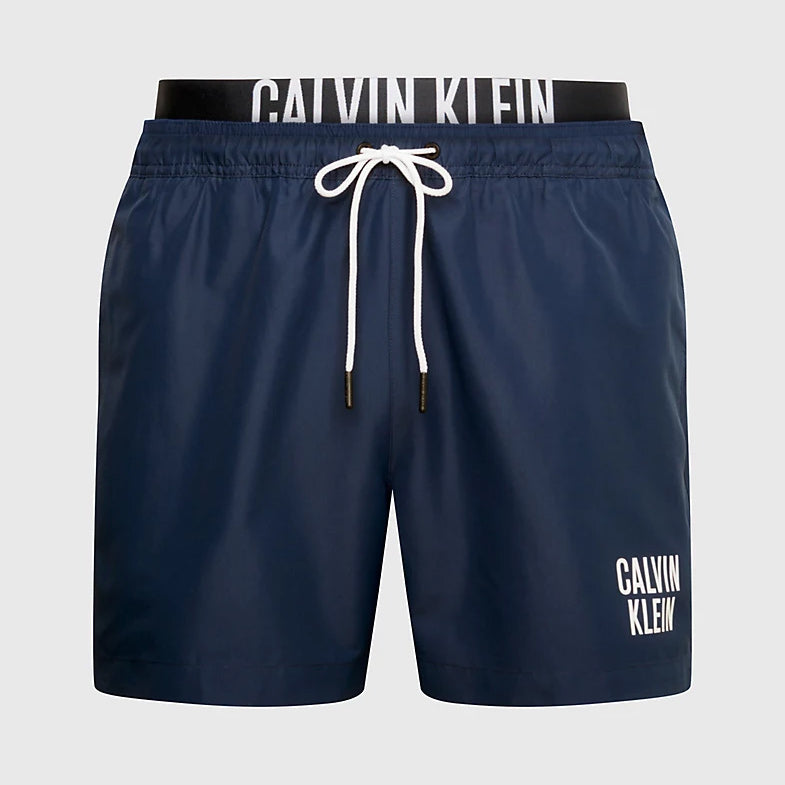 Double Waistband Swim Shorts - Navy