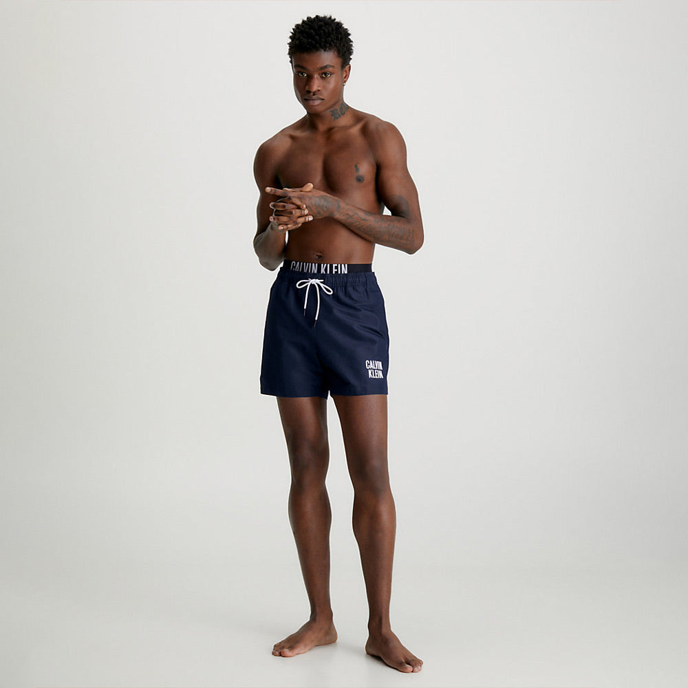 Double Waistband Swim Shorts - Navy