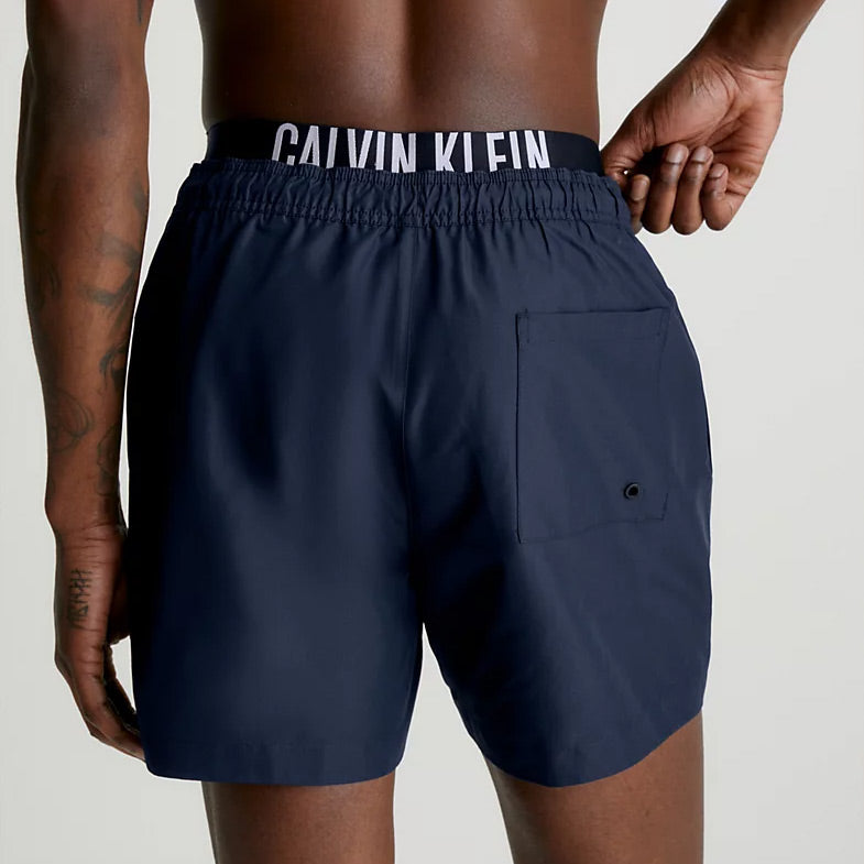 Double Waistband Swim Shorts - Navy