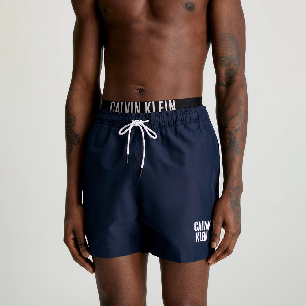 Double Waistband Swim Shorts - Navy