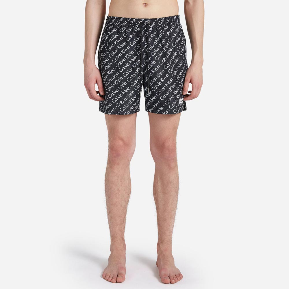 Medium Drawstring-Print Shorts - Black Logo