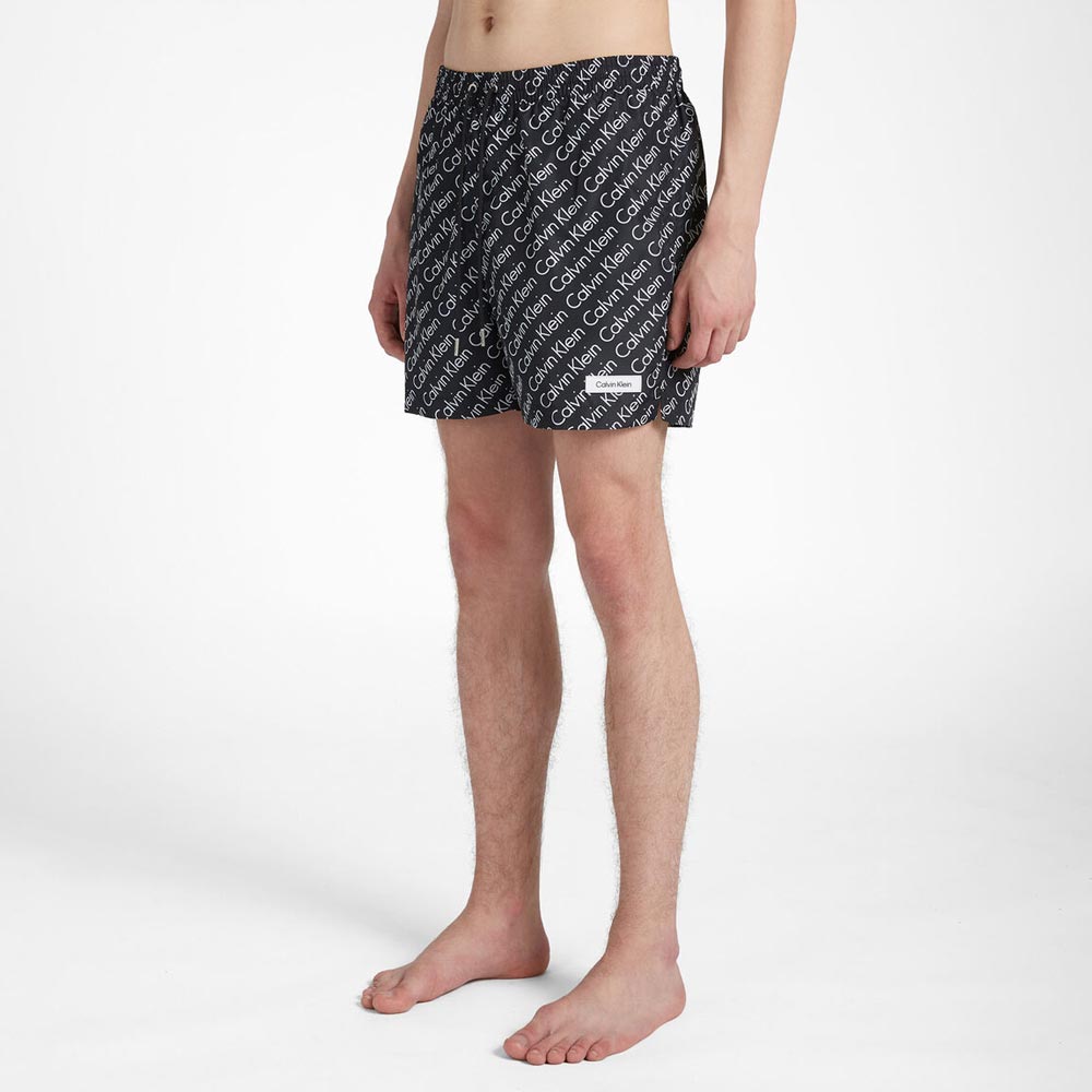 Medium Drawstring-Print Shorts - Black Logo