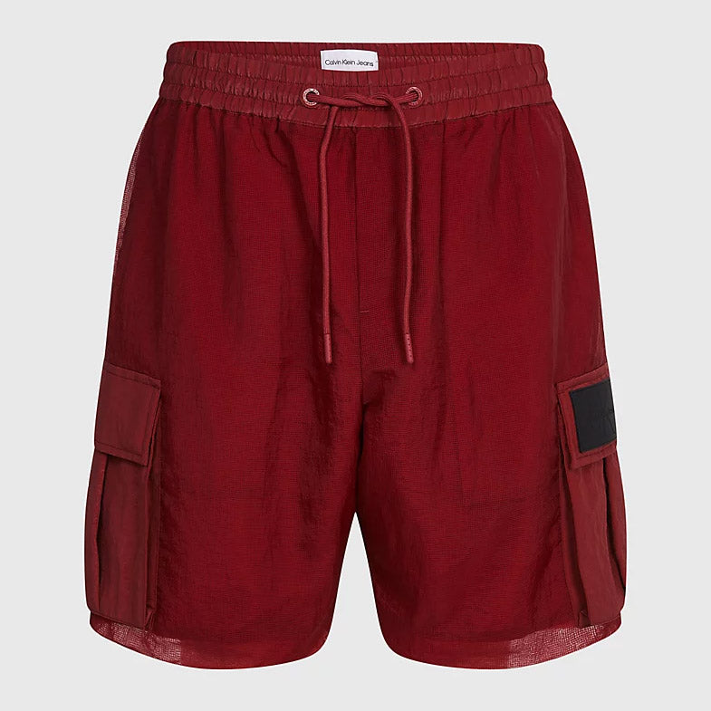 Mesh Ripstop Cargo Short - Burgundy