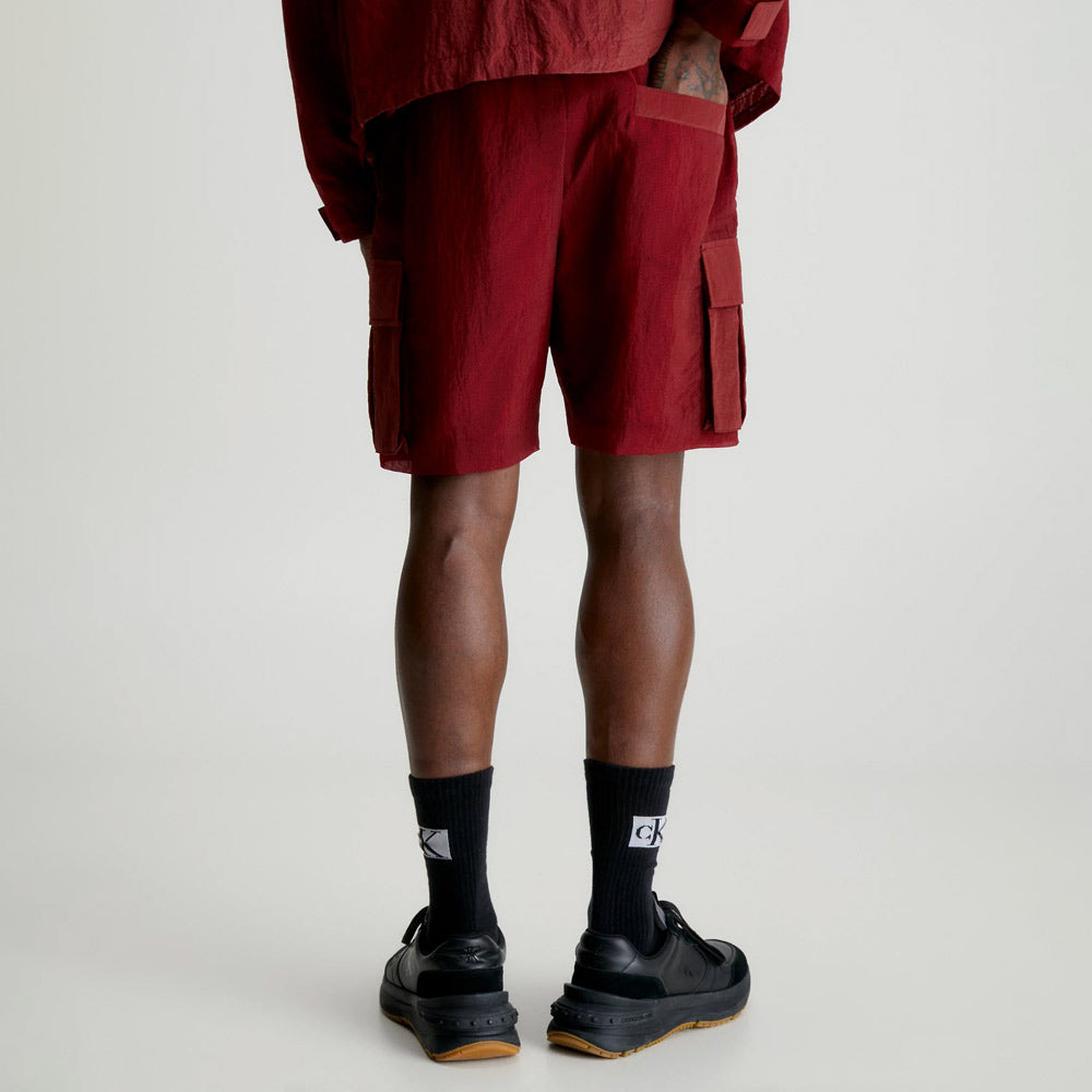 Mesh Ripstop Cargo Short - Burgundy