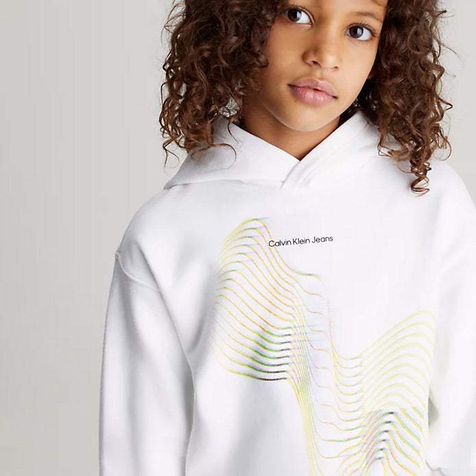 Kids Meta Minimal Graphic Hoodie - White