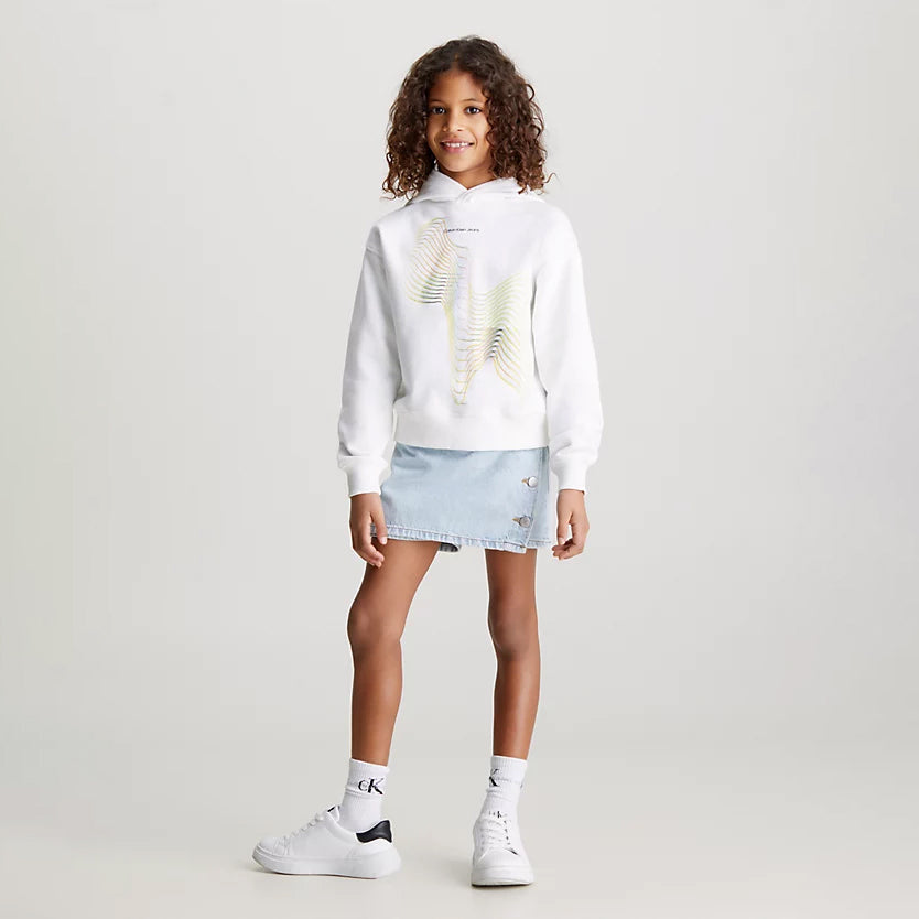 Kids Meta Minimal Graphic Hoodie - White