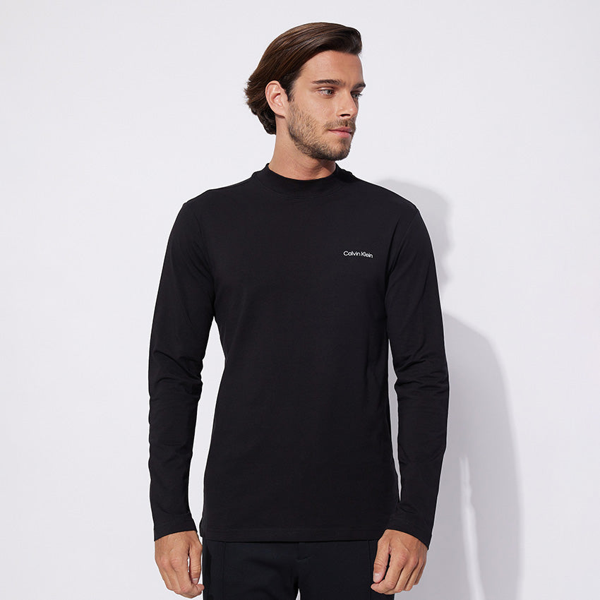 Micro Logo Detail Long Sleeves T-Shirt- Black