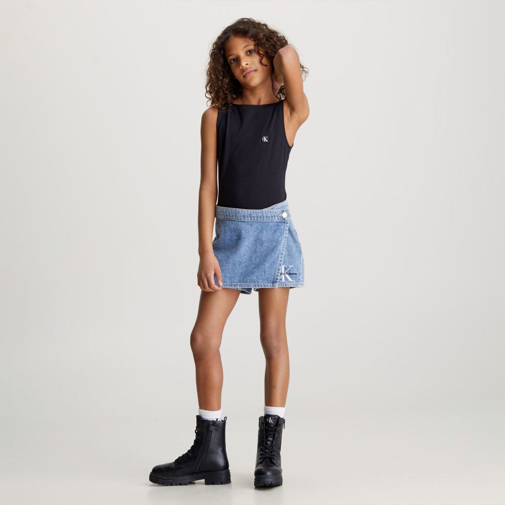 Marble Denim Skort - Denim Medium