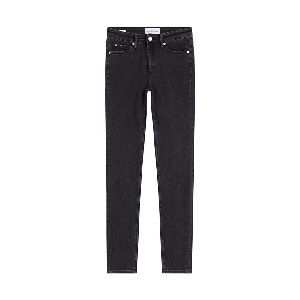 Mid Rise Skinny Jeans - Washed Black