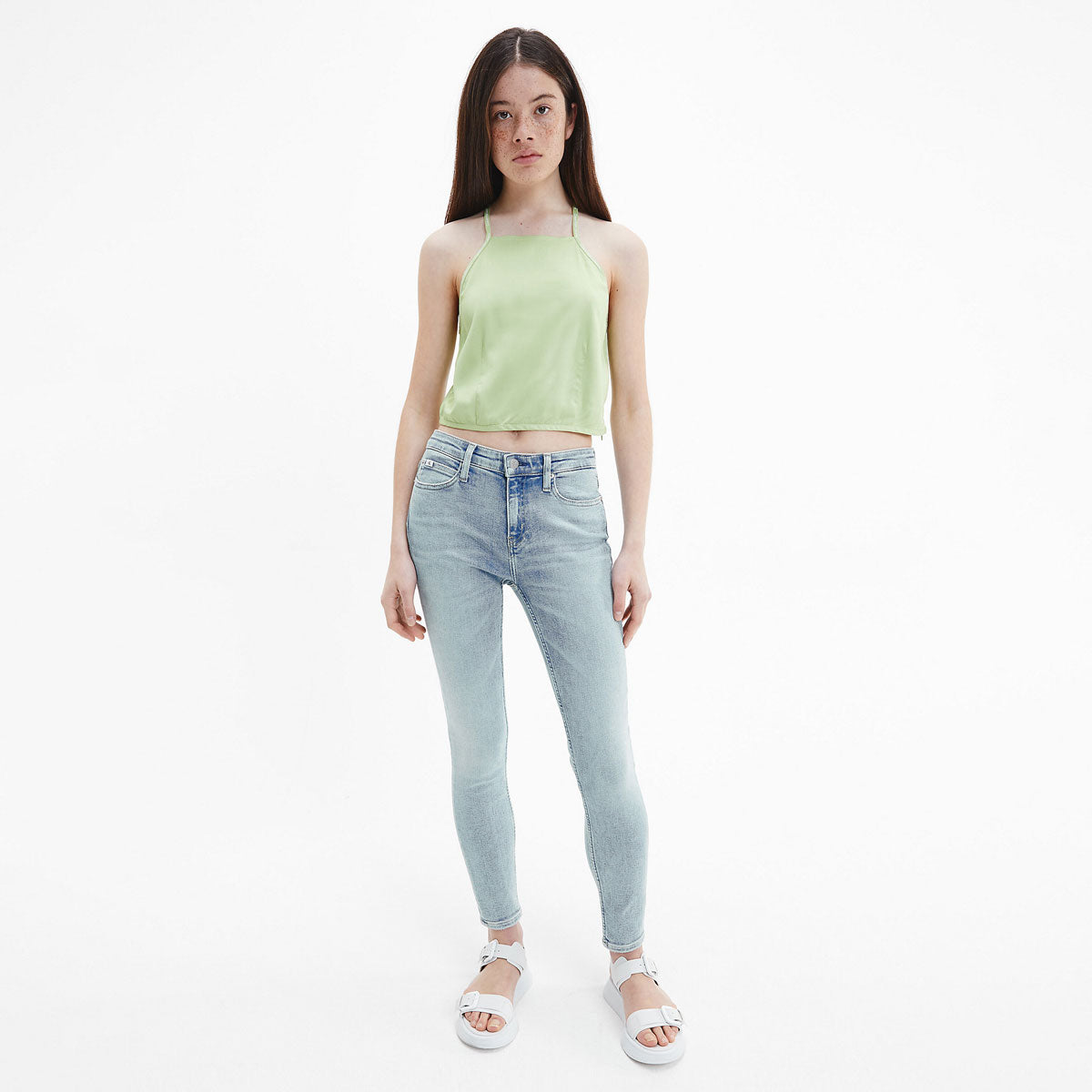 Mid Rise Skinny Ankle Jeans - Denim Light Blue