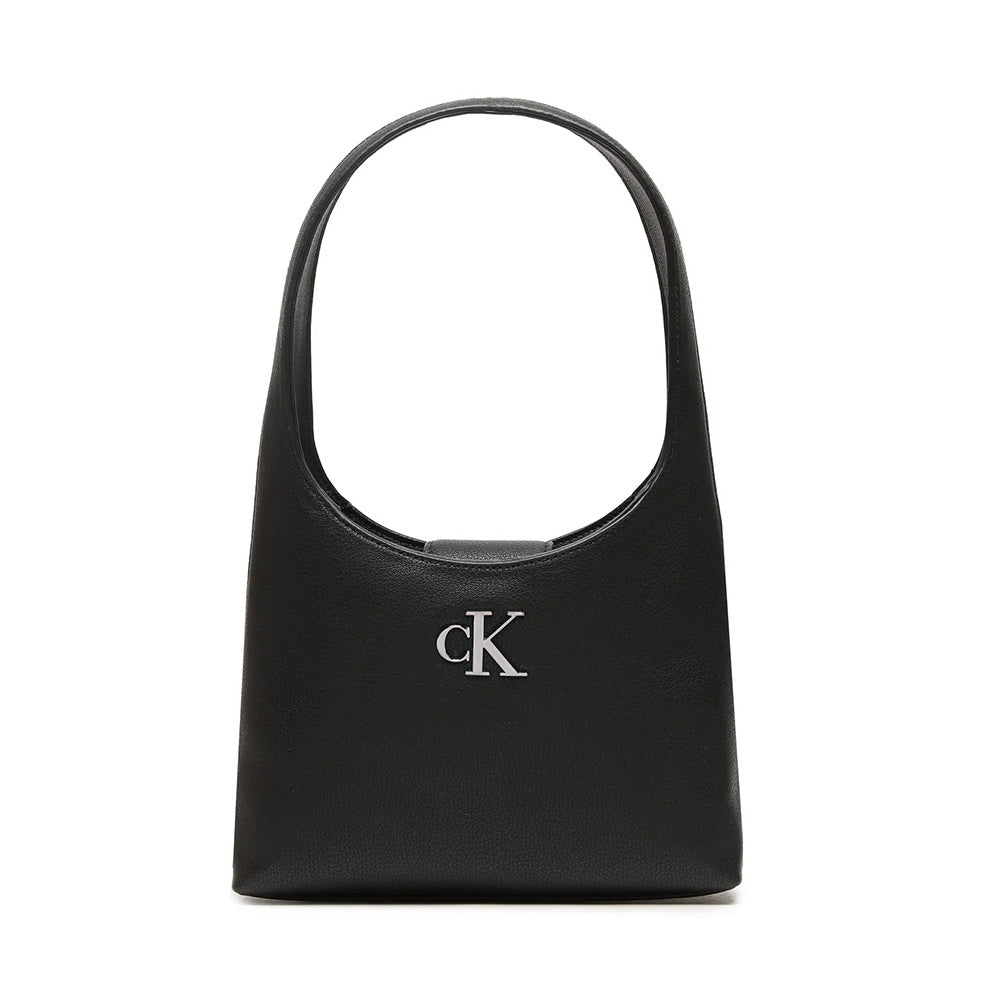 Minimal Monogram Shoulder Bag - Black