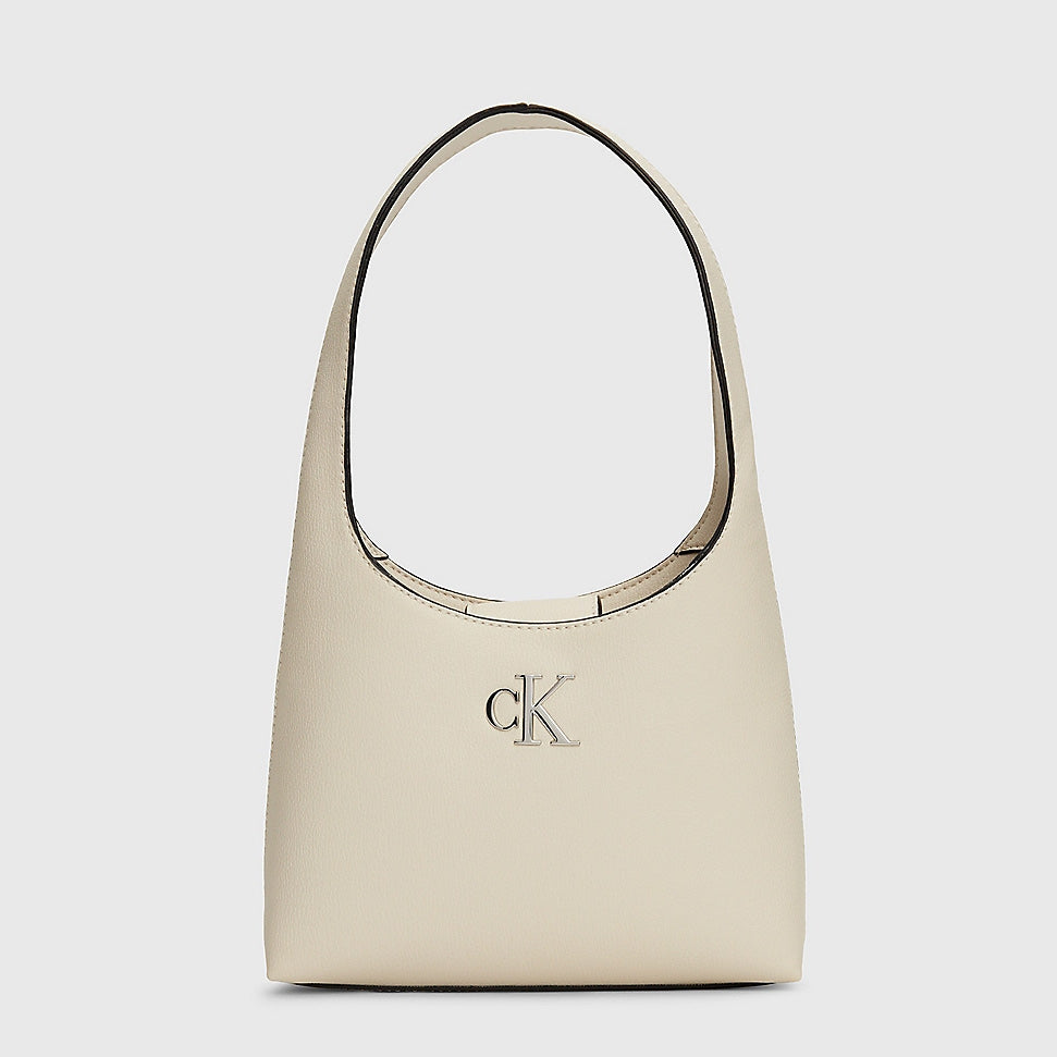 Minimal Monogram Shoulder Bag - Stone