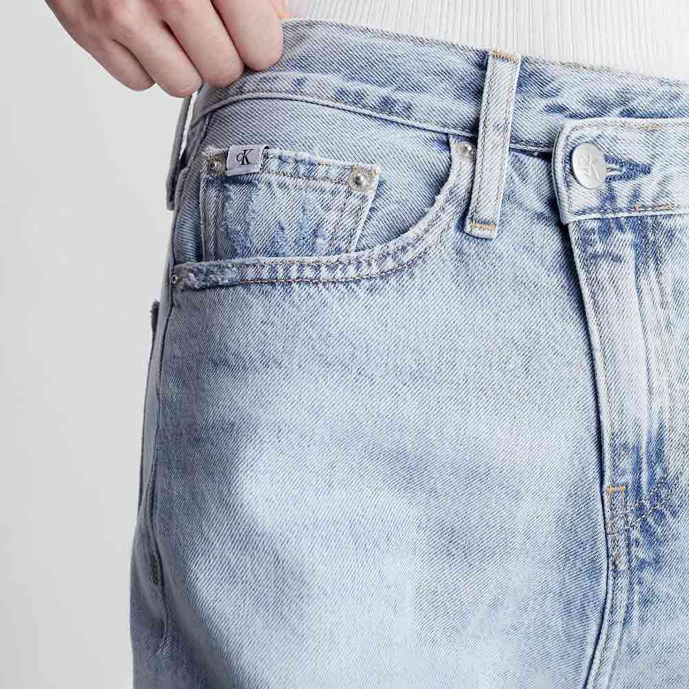 Wrap Waist Mom Jeans  - Denim Light