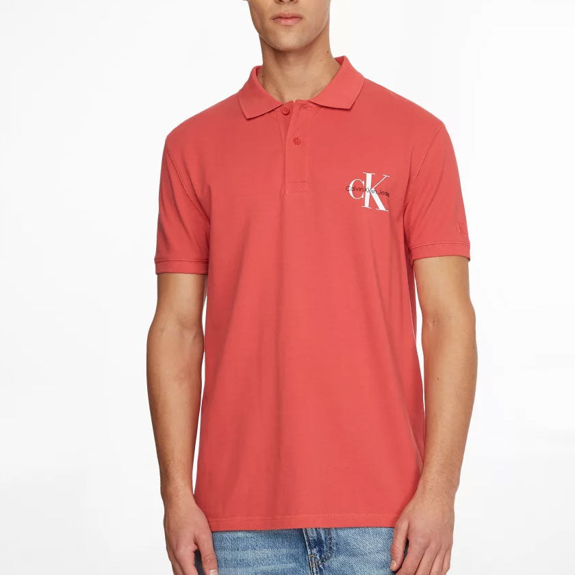 Monogram Cotton Polo T-Shirt- Red