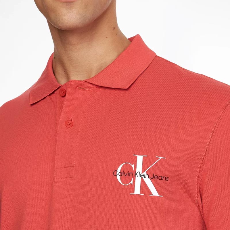 Monogram Cotton Polo T-Shirt- Red