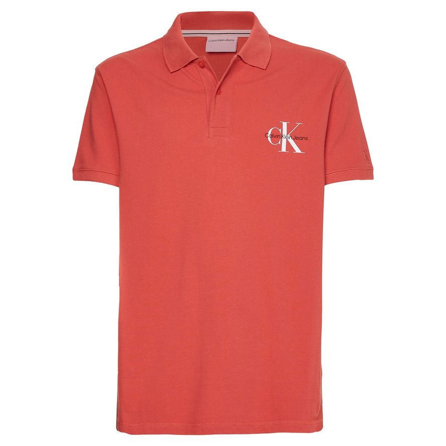 Monogram Cotton Polo T-Shirt- Red