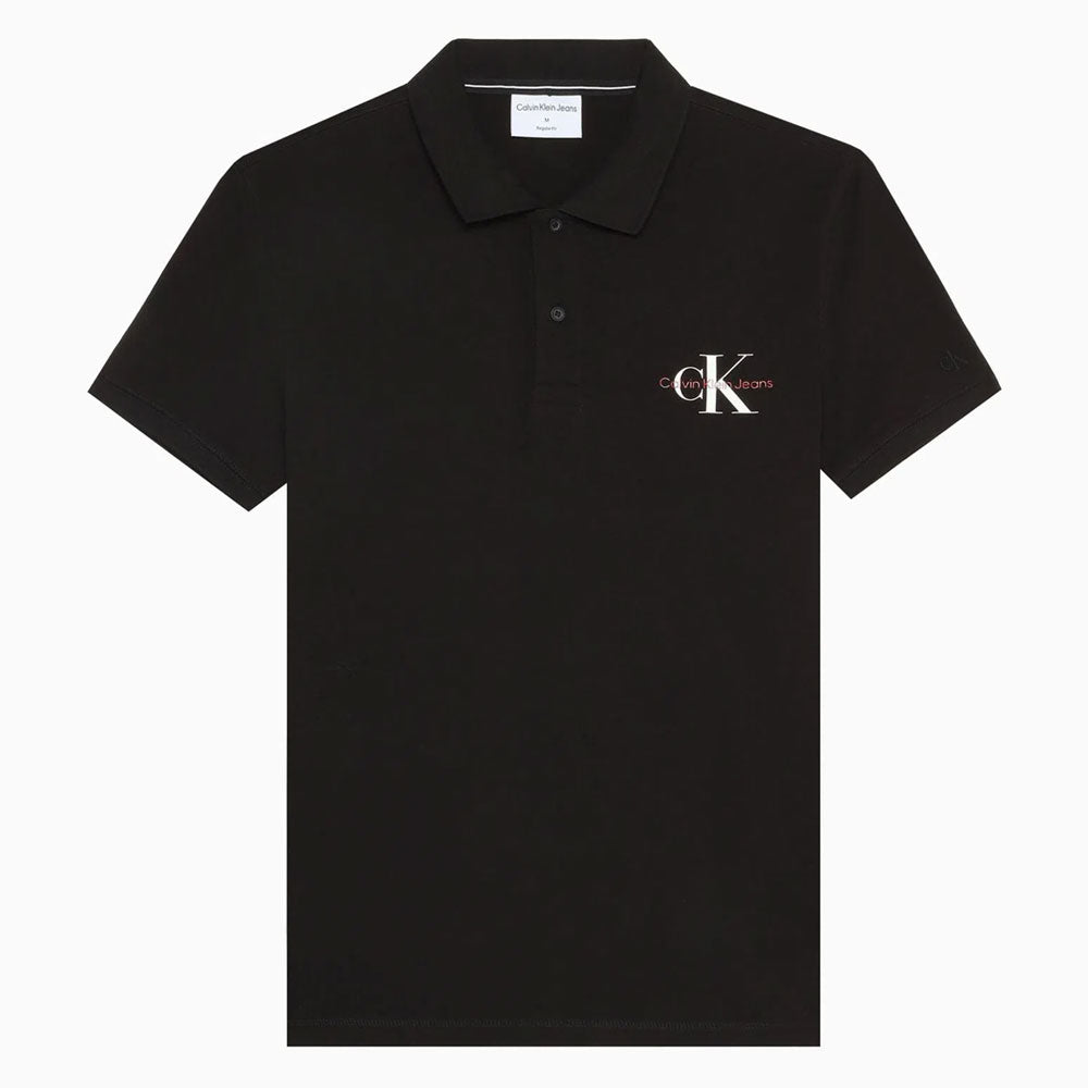 Monogram Logo Polo Cotton T-Shirt - Black