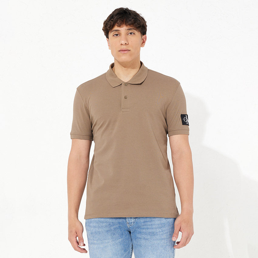 Calvin Klein Monologo Badge Polo - Brown