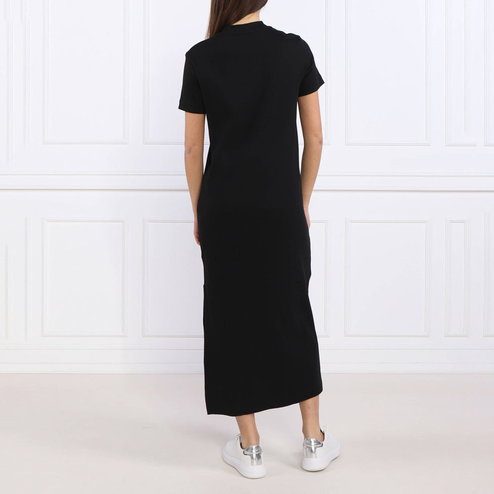 Monologo Rib Long T-Shirt Dress - Black