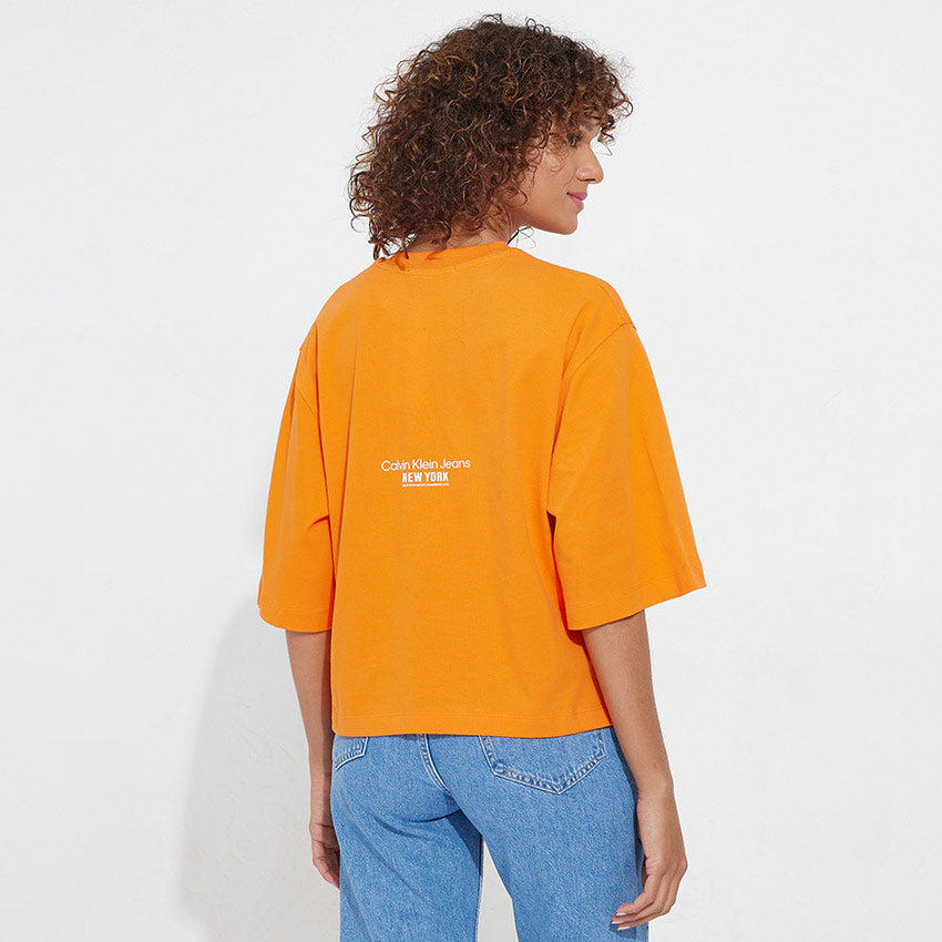 Motion Floral Relaxed T-Shirt - Orange