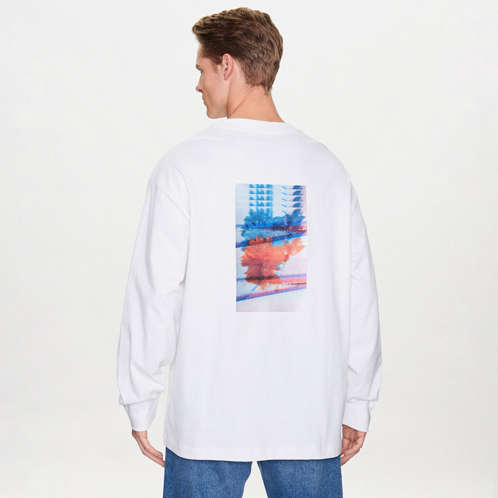 Motion Graphic Long Sleeve T-Shirt - White