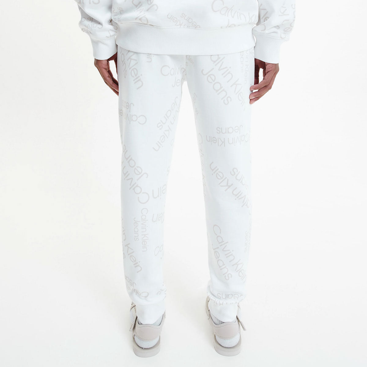 Organic Cotton All Over Print Logo Joggers - White