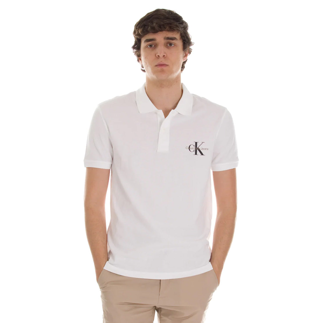 Organic Cotton Monogram Polo T-Shirt - White