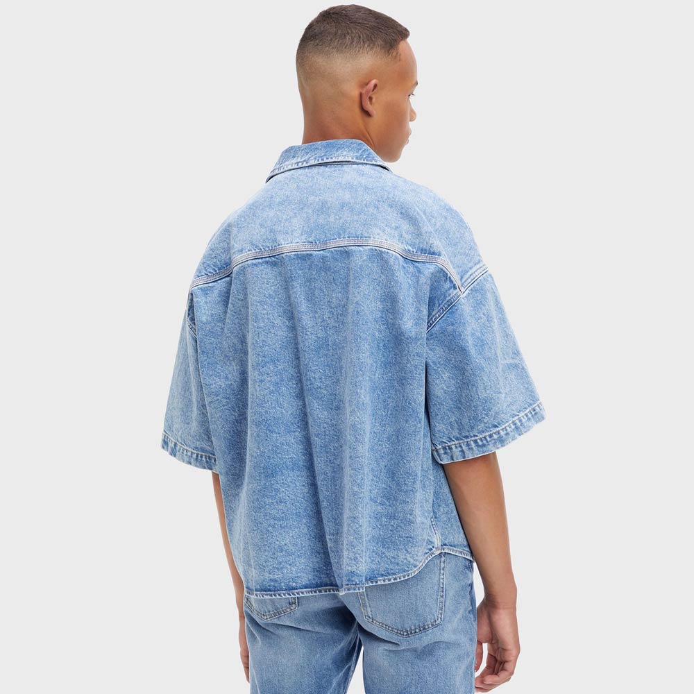 Oversized Short Sleeve Shirt - Denim Medium