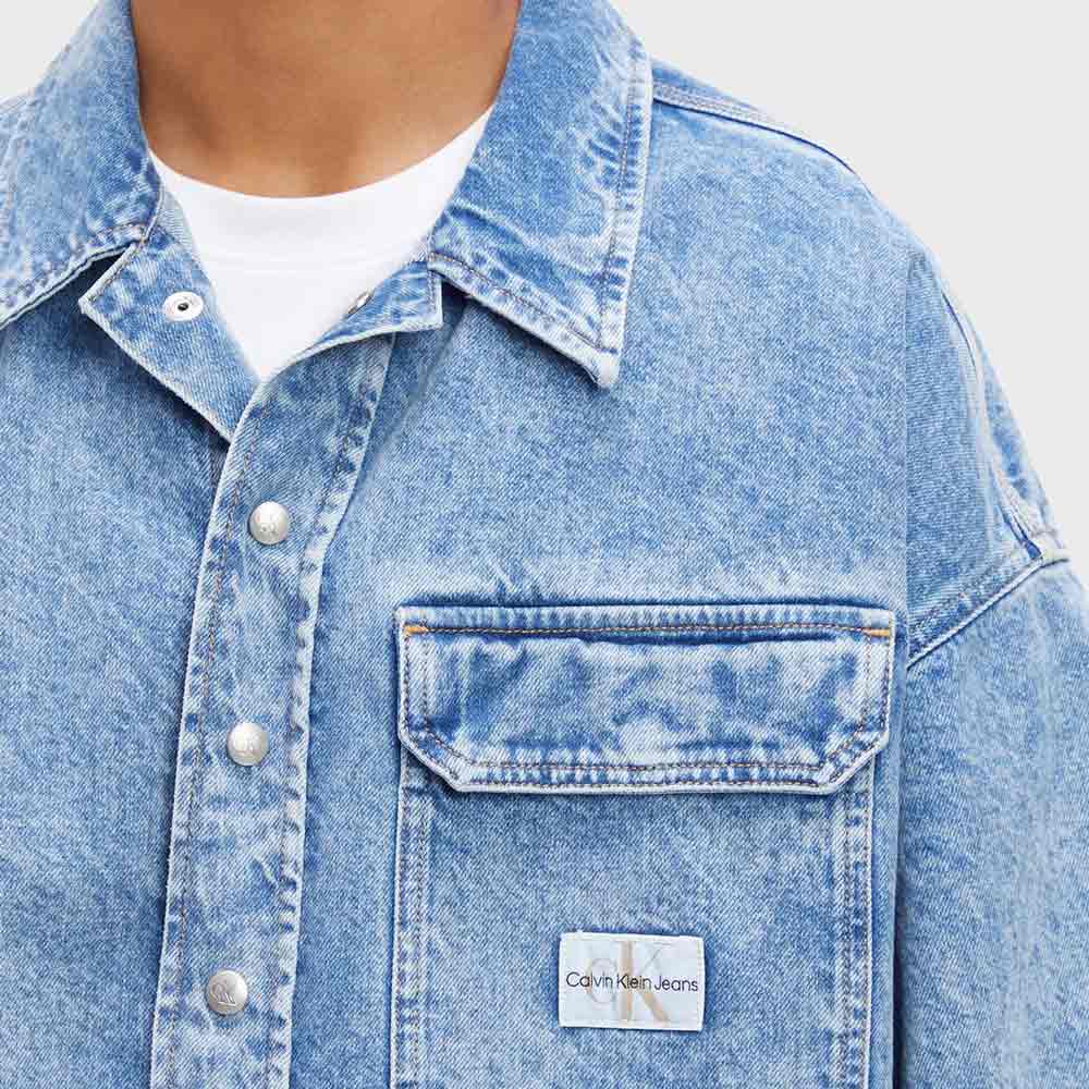 Oversized Short Sleeve Shirt - Denim Medium