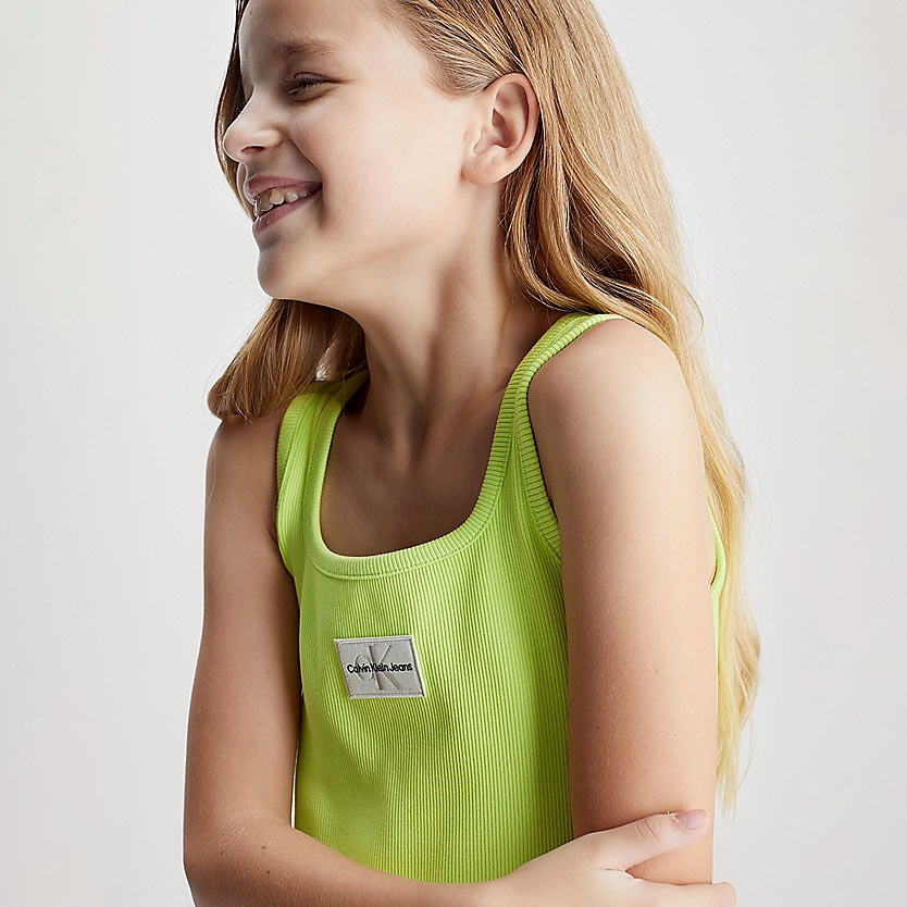 Kids Badge Tank Dress - Green