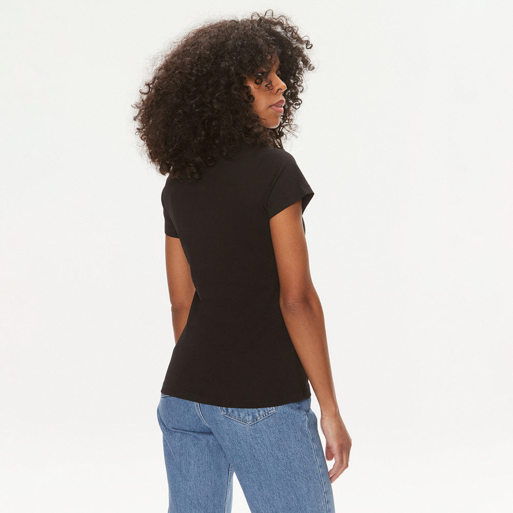 Satin Ck Slim T-Shirt - Black