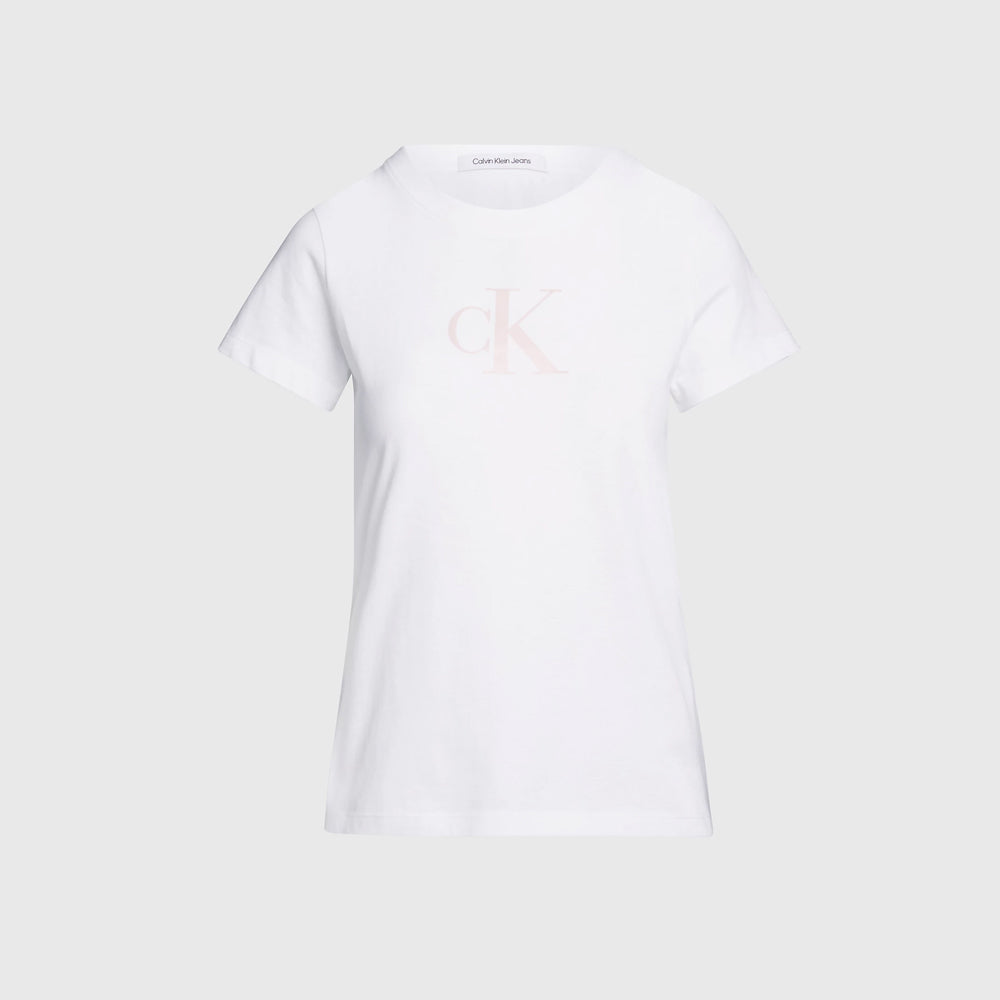 Satin Ck Slim T-Shirt - White