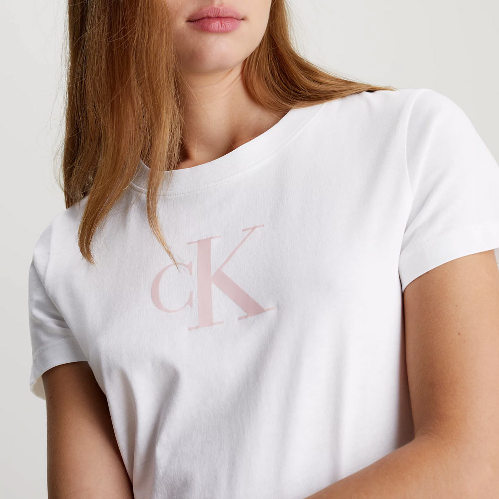 Satin Ck Slim T-Shirt - White