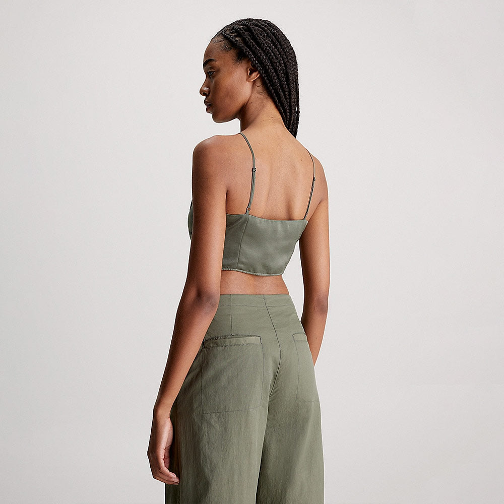 Satin Strap Top - Olive