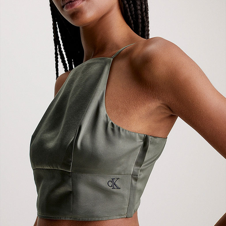 Satin Strap Top - Olive