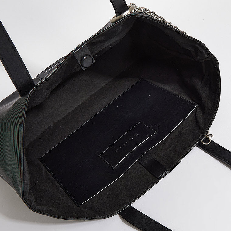 Textured Logo Badge Tote Bag - Black