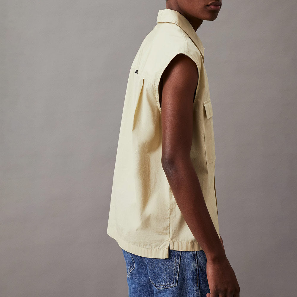 Sleeveless Poplin Shirt - Cream