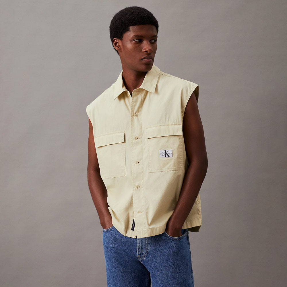 Sleeveless Poplin Shirt - Cream