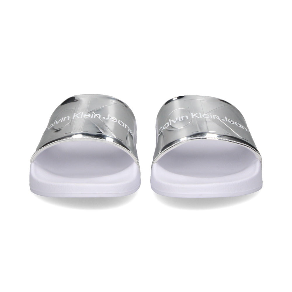 Metallic Monologo Slides - Silver