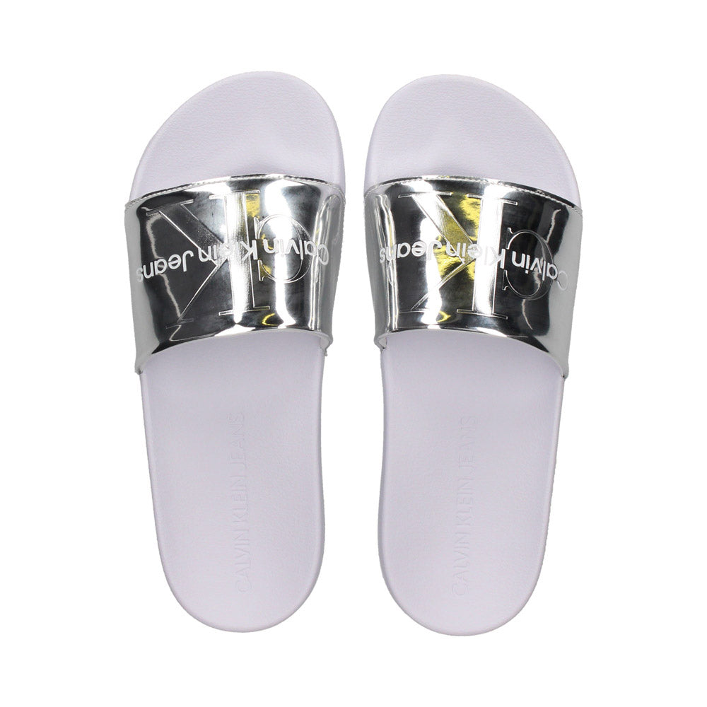 Metallic Monologo Slides - Silver