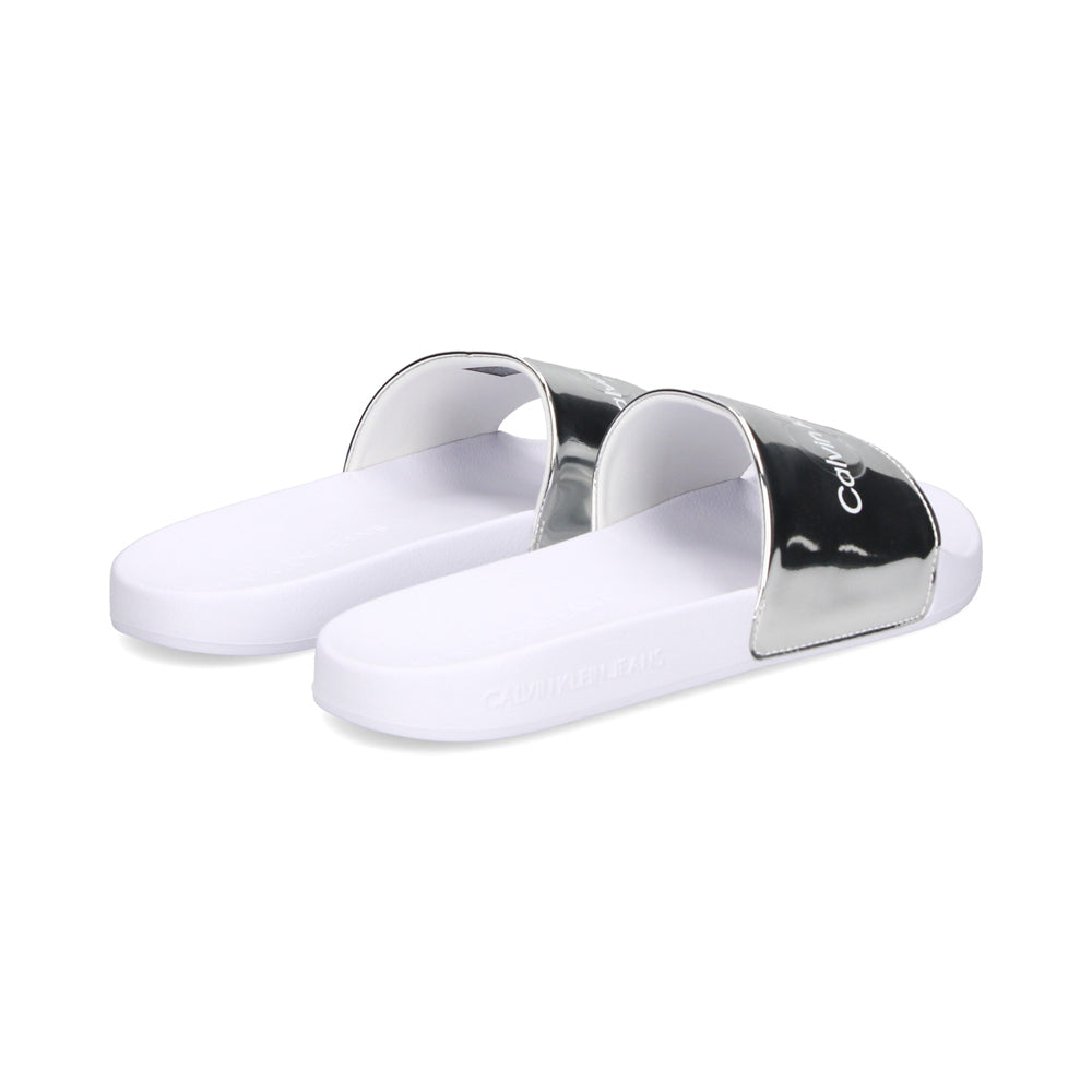 Metallic Monologo Slides - Silver