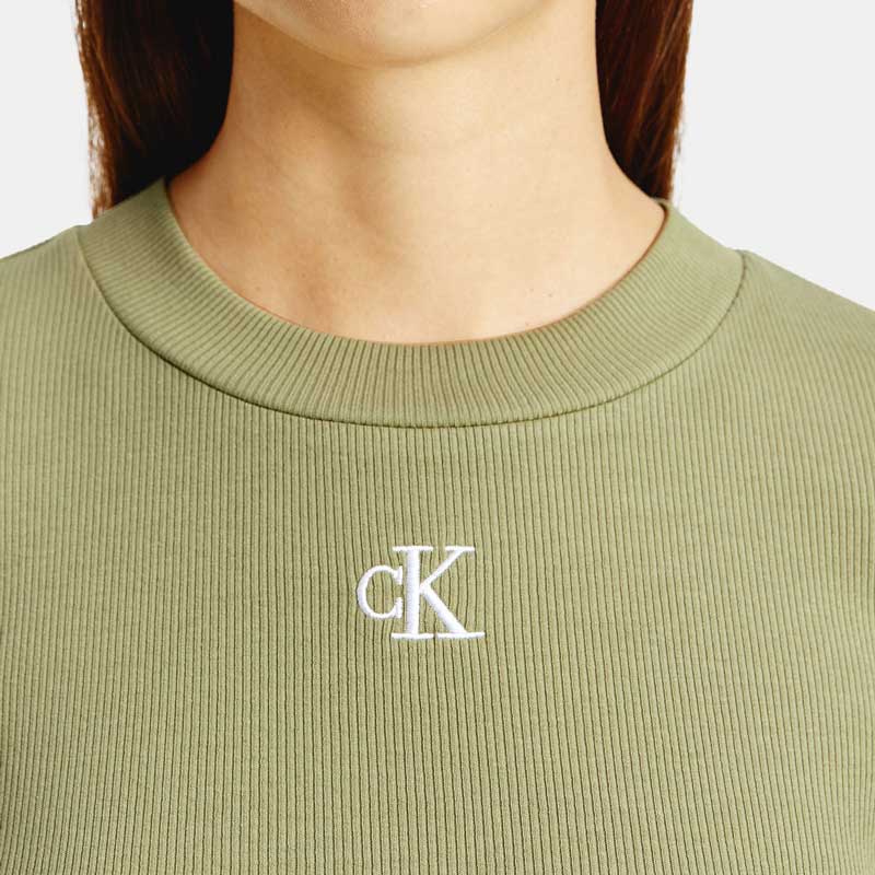 Slim Rib Cropped T-Shirt - Olive