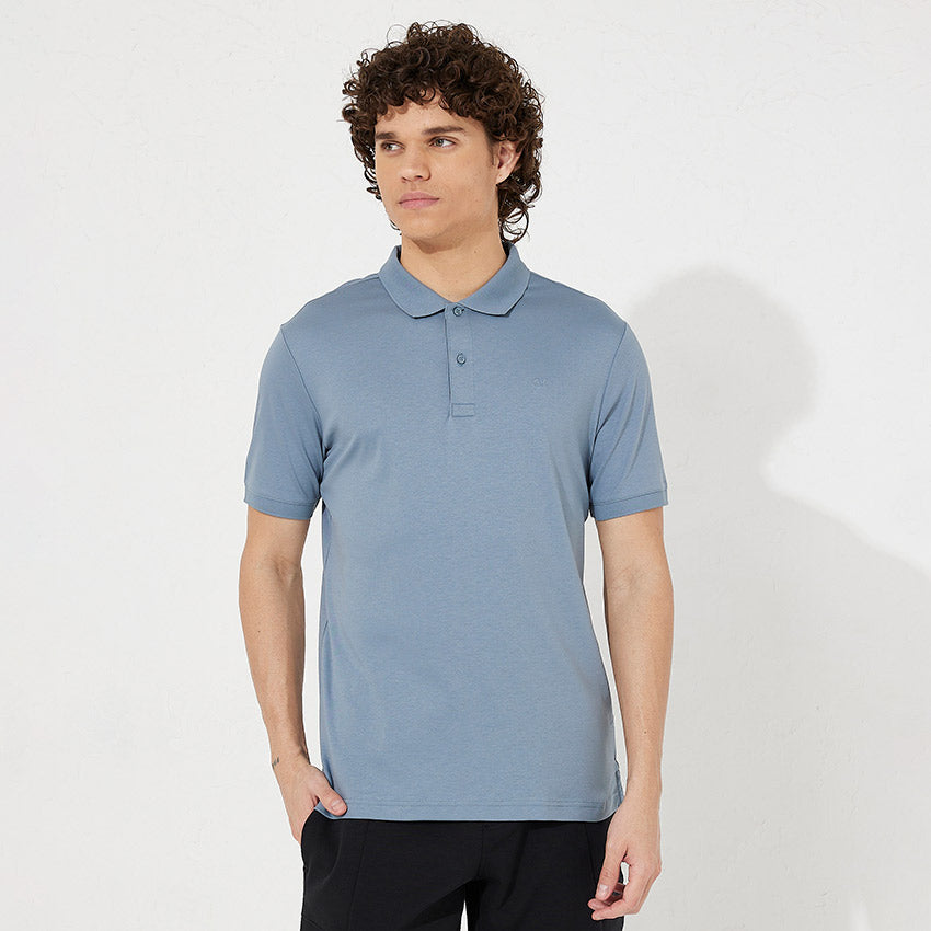 Smooth Cotton Slim Polo - Blue Grey