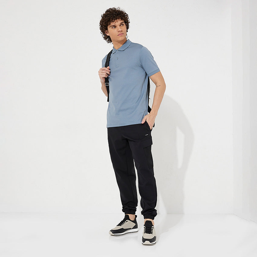 Smooth Cotton Slim Polo - Blue Grey